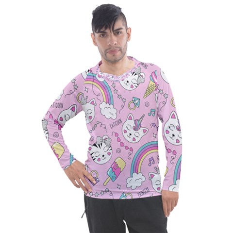 Beautiful-cute-animals-pattern-pink Men s Pique Long Sleeve Tee by Salman4z