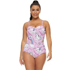 Beautiful-cute-animals-pattern-pink Retro Full Coverage Swimsuit by Salman4z