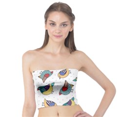 Seamless-pattern-with-hand-drawn-bird-black Tube Top by Salman4z