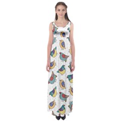 Seamless-pattern-with-hand-drawn-bird-black Empire Waist Maxi Dress by Salman4z