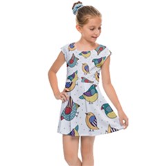 Seamless-pattern-with-hand-drawn-bird-black Kids  Cap Sleeve Dress by Salman4z