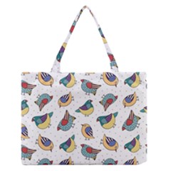 Seamless-pattern-with-hand-drawn-bird-black Zipper Medium Tote Bag by Salman4z