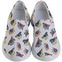 Seamless-pattern-with-hand-drawn-bird-black Kids Lightweight Slip Ons View1