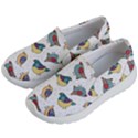 Seamless-pattern-with-hand-drawn-bird-black Kids Lightweight Slip Ons View2