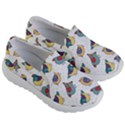 Seamless-pattern-with-hand-drawn-bird-black Kids Lightweight Slip Ons View3