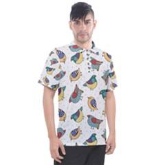 Seamless-pattern-with-hand-drawn-bird-black Men s Polo Tee