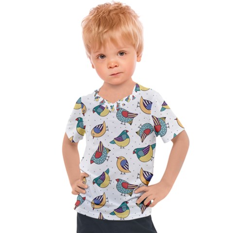 Seamless-pattern-with-hand-drawn-bird-black Kids  Sports Tee by Salman4z