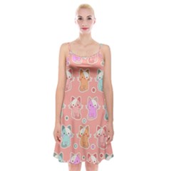 Cute-kawaii-kittens-seamless-pattern Spaghetti Strap Velvet Dress by Salman4z