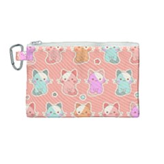 Cute-kawaii-kittens-seamless-pattern Canvas Cosmetic Bag (medium) by Salman4z