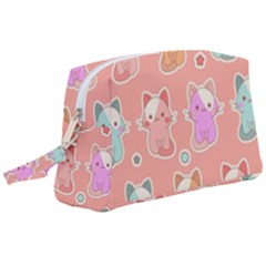 Cute-kawaii-kittens-seamless-pattern Wristlet Pouch Bag (large) by Salman4z