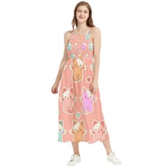 Cute-kawaii-kittens-seamless-pattern Boho Sleeveless Summer Dress by Salman4z