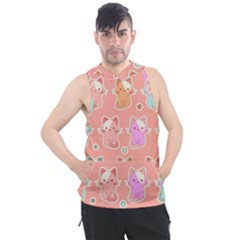 Cute-kawaii-kittens-seamless-pattern Men s Sleeveless Hoodie by Salman4z