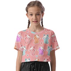 Cute-kawaii-kittens-seamless-pattern Kids  Basic Tee by Salman4z