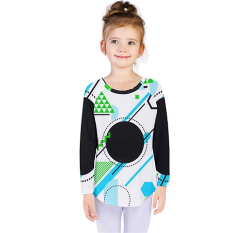 Geometric-shapes-background Kids  Long Sleeve Tee by Salman4z