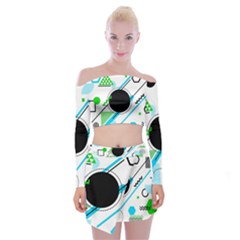 Geometric-shapes-background Off Shoulder Top With Mini Skirt Set by Salman4z