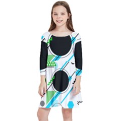 Geometric-shapes-background Kids  Quarter Sleeve Skater Dress by Salman4z