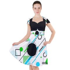 Geometric-shapes-background Cap Sleeve Midi Dress by Salman4z