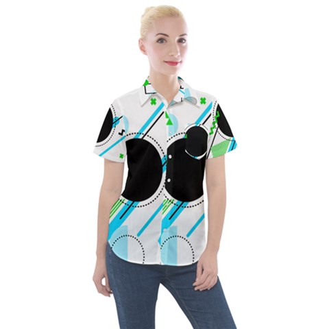 Geometric-shapes-background Women s Short Sleeve Pocket Shirt by Salman4z