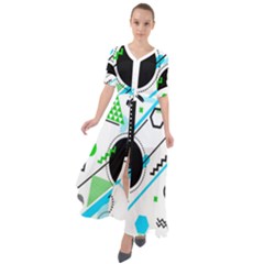 Geometric-shapes-background Waist Tie Boho Maxi Dress by Salman4z