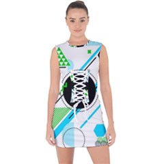 Geometric-shapes-background Lace Up Front Bodycon Dress by Salman4z