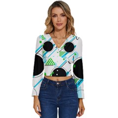 Geometric-shapes-background Long Sleeve V-neck Top