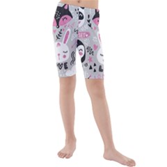 Big-set-with-cute-cartoon-animals-bear-panda-bunny-penguin-cat-fox Kids  Mid Length Swim Shorts by Salman4z