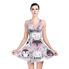 Big-set-with-cute-cartoon-animals-bear-panda-bunny-penguin-cat-fox Reversible Skater Dress by Salman4z