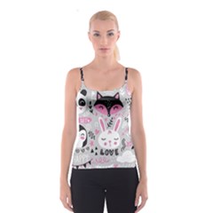 Big-set-with-cute-cartoon-animals-bear-panda-bunny-penguin-cat-fox Spaghetti Strap Top by Salman4z