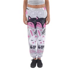 Big-set-with-cute-cartoon-animals-bear-panda-bunny-penguin-cat-fox Women s Jogger Sweatpants by Salman4z