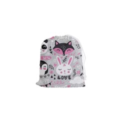 Big-set-with-cute-cartoon-animals-bear-panda-bunny-penguin-cat-fox Drawstring Pouch (xs) by Salman4z