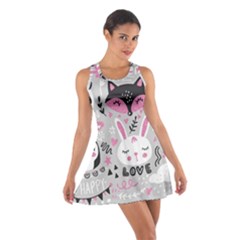 Big-set-with-cute-cartoon-animals-bear-panda-bunny-penguin-cat-fox Cotton Racerback Dress