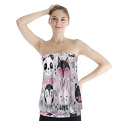 Big-set-with-cute-cartoon-animals-bear-panda-bunny-penguin-cat-fox Strapless Top by Salman4z