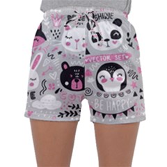 Big-set-with-cute-cartoon-animals-bear-panda-bunny-penguin-cat-fox Sleepwear Shorts by Salman4z