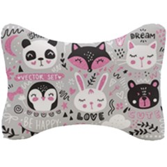 Big-set-with-cute-cartoon-animals-bear-panda-bunny-penguin-cat-fox Seat Head Rest Cushion by Salman4z