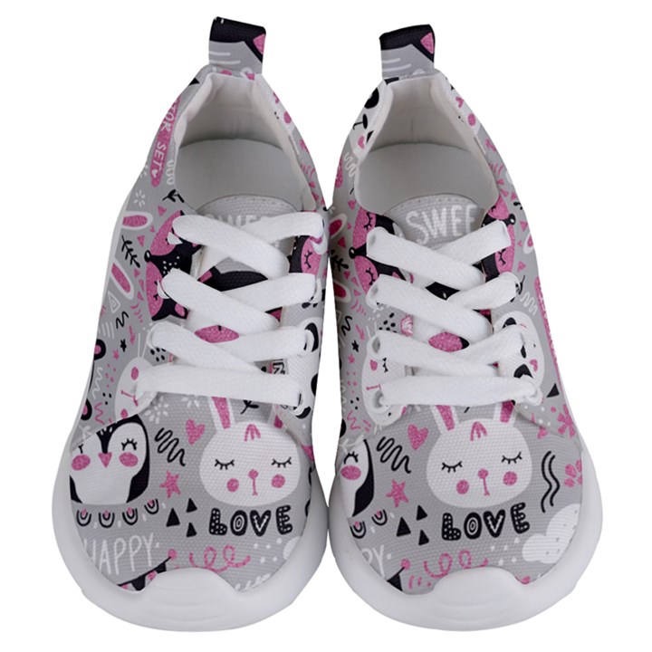 Big-set-with-cute-cartoon-animals-bear-panda-bunny-penguin-cat-fox Kids  Lightweight Sports Shoes