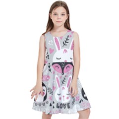 Big-set-with-cute-cartoon-animals-bear-panda-bunny-penguin-cat-fox Kids  Skater Dress by Salman4z