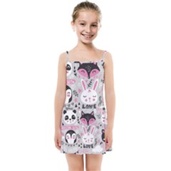 Big-set-with-cute-cartoon-animals-bear-panda-bunny-penguin-cat-fox Kids  Summer Sun Dress by Salman4z