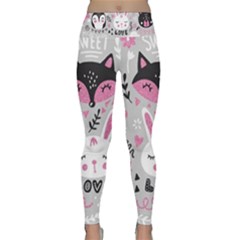 Big-set-with-cute-cartoon-animals-bear-panda-bunny-penguin-cat-fox Lightweight Velour Classic Yoga Leggings by Salman4z