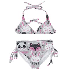 Big-set-with-cute-cartoon-animals-bear-panda-bunny-penguin-cat-fox Kids  Classic Bikini Set by Salman4z