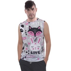 Big-set-with-cute-cartoon-animals-bear-panda-bunny-penguin-cat-fox Men s Regular Tank Top by Salman4z