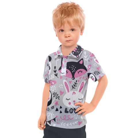 Big-set-with-cute-cartoon-animals-bear-panda-bunny-penguin-cat-fox Kids  Polo Tee by Salman4z