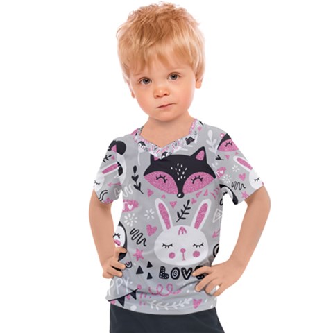 Big-set-with-cute-cartoon-animals-bear-panda-bunny-penguin-cat-fox Kids  Sports Tee by Salman4z