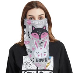 Big-set-with-cute-cartoon-animals-bear-panda-bunny-penguin-cat-fox Face Covering Bandana (triangle) by Salman4z