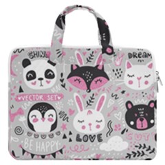 Big-set-with-cute-cartoon-animals-bear-panda-bunny-penguin-cat-fox Macbook Pro 16  Double Pocket Laptop Bag  by Salman4z