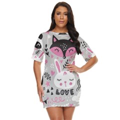 Big-set-with-cute-cartoon-animals-bear-panda-bunny-penguin-cat-fox Just Threw It On Dress by Salman4z