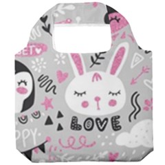 Big-set-with-cute-cartoon-animals-bear-panda-bunny-penguin-cat-fox Foldable Grocery Recycle Bag by Salman4z