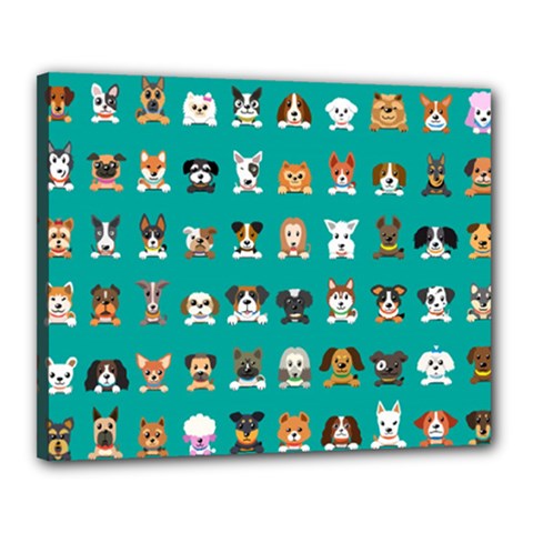 Different-type-vector-cartoon-dog-faces Canvas 20  X 16  (stretched) by Salman4z