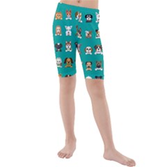 Different-type-vector-cartoon-dog-faces Kids  Mid Length Swim Shorts by Salman4z