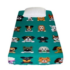 Different-type-vector-cartoon-dog-faces Fitted Sheet (single Size) by Salman4z