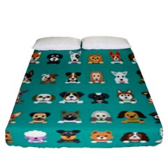 Different-type-vector-cartoon-dog-faces Fitted Sheet (california King Size) by Salman4z